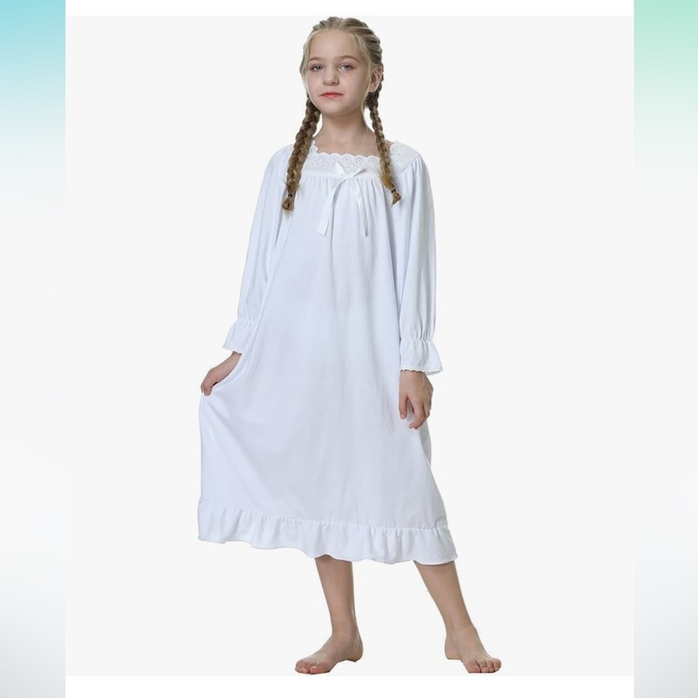 Lovely Girls Princess Nightgown Soft Cotton Sleepwear Kids